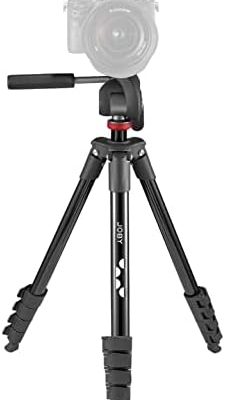JOBY Compact Advanced, Camera Tripod with 3-Way Head, Universal ¼-20” Quick Release Attachment and Carrying Bag, for CSC, DSLR, Mirrorless Camera, Smartphone, Colour: Black